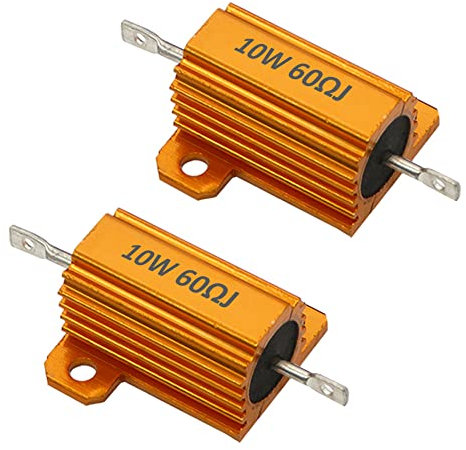 ETOPARS 2 Stk 10W 60 Ohm 5% Aluminium Gehäuse Drahtwiderstand Lastwiderstände Gewindebohrer Widerstand Chassis Montage Wirewound Goldene Gehäusewiderstand
