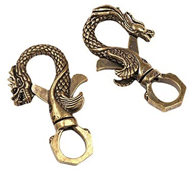 Opexicos 2 Stück Retro Messing Drachen Figur und Phönix Figur Mini Statue Schlüsselanhänger Ornament Home Desk Decor