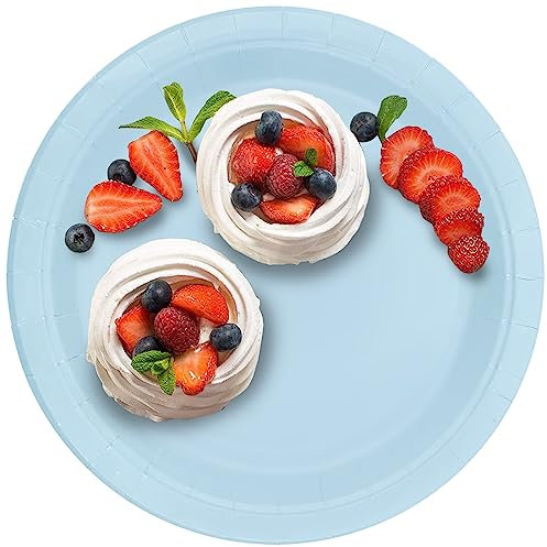 CUSINIUM 25-Pack, 7-Inch Pastel Blue Paper Plates - Perfect for Desserts - Ideal for Weddings, Parties, Baby Showers