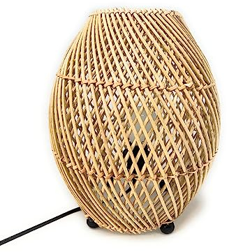 NELUHA Rattan Nachttischlampe Stehlampe Boho Style für Wohnzimmer Schlafzimmer japanische Tischlampe Stehleuchte in vintage Design Natur