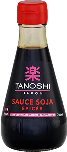 TANOSHI - Sauce Soja Épicée - Saveurs d'Asie en bouteille de 200 ml - Parfait pour vos plats préférés de viande, poisson et légumes. - Lot De 4 - Vendu Par Lot