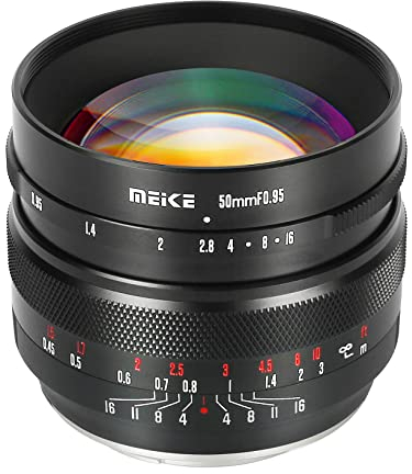 Meike Standard-Objektiv, 50 mm, F0,95, große Blende, manueller Fokus, Prime APS-C Objektiv für Canon EOS-R EOS-RP R5 R5C R6 R7 R10 spiegellose Kamera