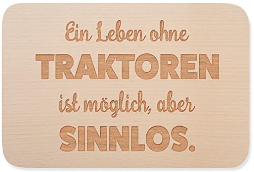 JUNIWORDS Frühstücksbrettchen, Ein Leben ohne Traktoren ist möglich, aber sinnlos, Holzbrett Frühstücksbrett Holzbrettchen (1009816)