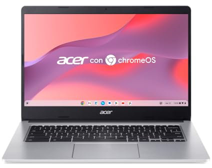 Acer Chromebook 314 CB314-2HT-K50C - Ordenador Portátil 14 FullHD (ARM Cortex A73 MT8183, 8GB RAM, 64GB SSD, ChromeOS) Plata - Teclado QWERTY Español