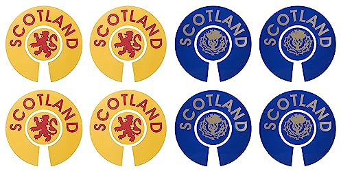 Acclaim Jumbo 6 cm 1 x Scotland Rampant Lion Yellow Red 1 x Scotland Thistle Blue Gold Lawn Bowls Identification Stickers Markers 2 Full Sets of 4 Self Adhesive