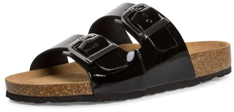 MARCO TOZZI Damen Pantoletten aus Leder Lack, Schwarz (Black Patent), 39 EU