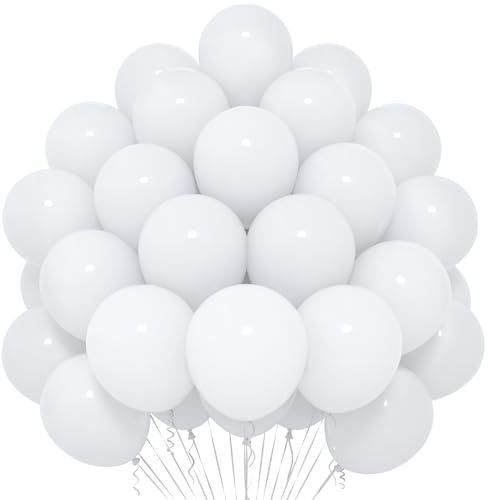 Weiße Luftballons, 50 Stück, 12 Zoll Matt Weiß Luftballons, Weiße Latex Helium Ballons Für Frauen Mädchen Kinder Für Weißes Thema Geburtstagsfeier Vorschlag Abschlussfeier Babyparty Hochzeitsfeiern