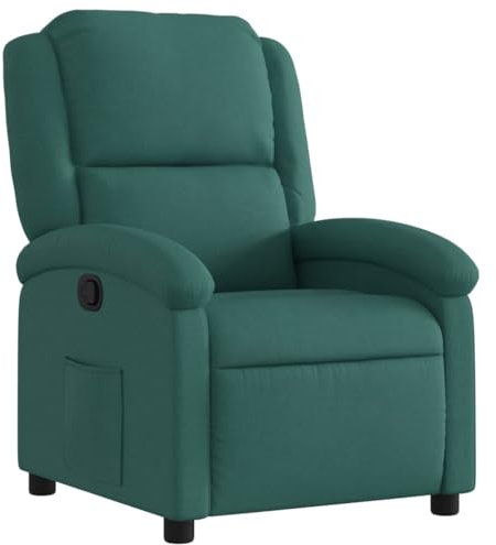 vidaXL Fauteuil Inclinable, Chaise de Relaxation avec Dossier et Repose-Pied, Siège Inclinable, Fauteuil TV de Salon, Moderne, Vert Foncé Tissu