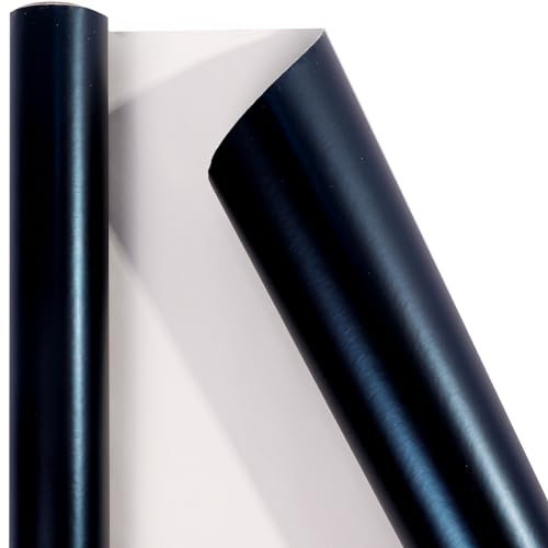 HBell Schwarze Geschenkpapierrolle, 43 cm x 10 m, schwarzes Metallic-Geschenkpapier, perfekt für Geschenkverpackungen, Bastelarbeiten, Hochzeit, Geburtstag, Weihnachten, festliche Dekorationen