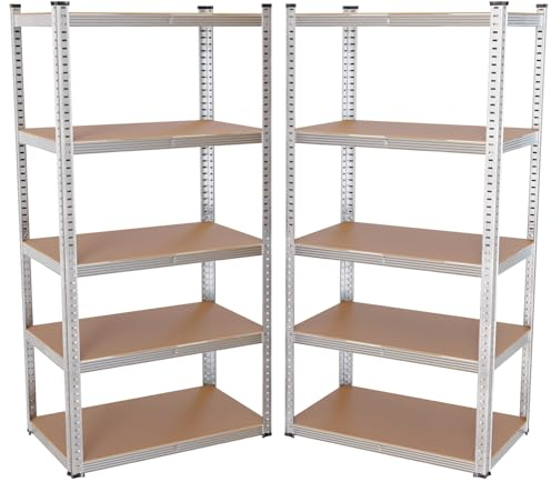 Tronitechnik® Schwerlastregal, 2er Set, Kellerregal, Lagerregal, 90 x 40 x 180 cm x 2, Regal mit Stahlgestell, jeweils bis 875 kg belastbar, 10 verstellbare Ablagen