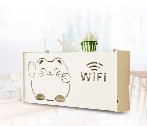 WLAN-Box-Versteck auf dem Boden, WLAN-Router, Aufbewahrungsbox, Wandhalterung, perfekt für DVD-Player, TV-Box, Fernbedienungen, B40 x 9,5 x 20 cm
