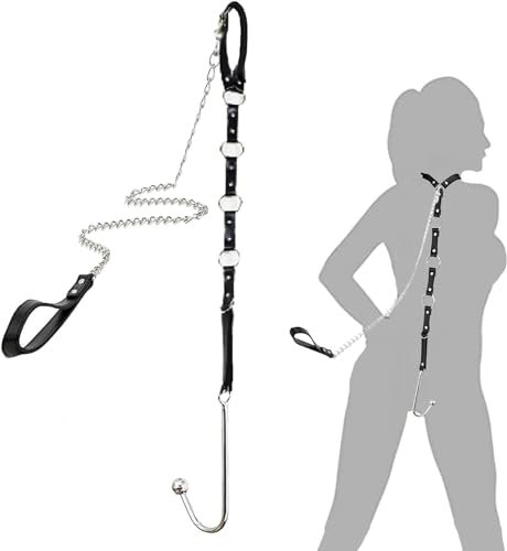 FANSEELM Anal Butt Hooks Collar Neck Anal Hooks Sex Bondage Set mit Butt Plugs BDSM Leder Sex Restraint SM Fetish Toys für Paare