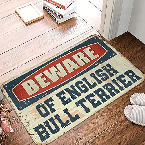 PITFS Fußmatte für den Außenbereich, lustig, Vorsicht vor englischem Bullterrier, Küchenteppiche und -matten, Outdoor-Fußmatte (40 x 60 cm)
