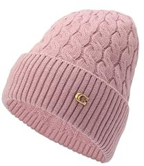 Coach Damen Cable Beanie-Mütze, Rosa, Einheitsgröße
