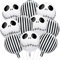 Jobkoo Halloween Balloons Decorations 18 Inch Skull Black and White Striped Mylar Foil Balloon Skeleton Balloons for Halloween Birthday Spooky Baby Shower Party Decoration
