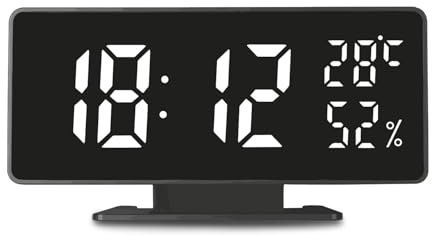 Green Blue digitale Digitale, Sveglia da Comodino con Funzione termometro e igrometro, 3 sveglie/funzione snooze, orologio digitale con display della temperatura Umidità