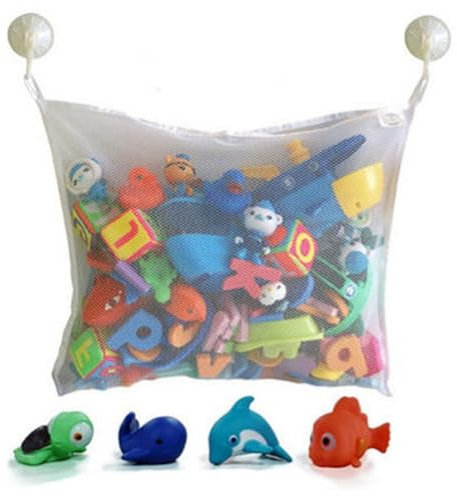 Waschbarer Badespielzeug-Aufbewahrungs-Organizer – 35 x 45 cm Badespielzeug-Aufbewahrung, Kinder-Badespielzeug-Aufbewahrungsnetz mit 2 Haken, Kugeln, ordentliche Tasche für Zuhause, Kinder und