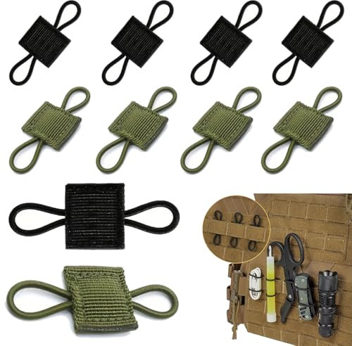 JEYORZY 10 Stück Outdoor Molle Tasche Schnalle,Taktische Weste Gurtband Mit Schnalle,Molle System Rucksack Weste Zubehör,Zubehör (Schwarz,Grün)