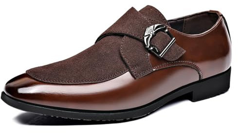 Zapatos de vestir para hombre, mocasines formales para conducir, zapatos Oxfords sin cordones para bodas y fiestas, marrón oscuro, 43 1/3 EU