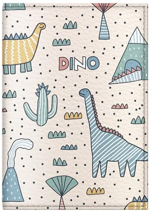 Quttie Reisepasshülle für Kinder, Damen und Herren, süße passhülle, reisepass (Dinosaurs Volcano Pattern)