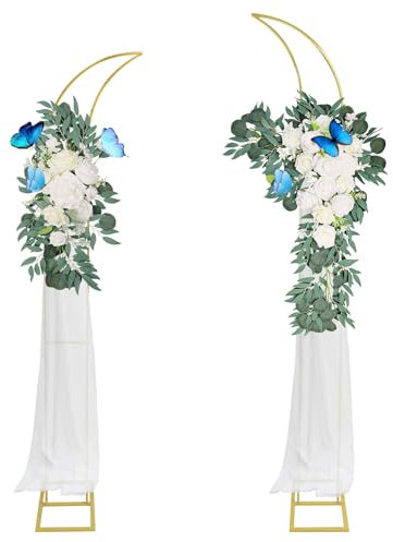PlusFive Hochzeitsbogen Set (2 m & 2,1m) Traubogen Hochzeitsbogen Gestell Ballonbogen Gewölbter Hintergrundrahmen Wedding Arch für Hochzeit Zeremonie, Geburtstag, Babyparty, Hintergrunddekoration