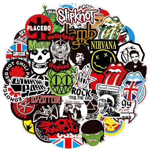 100 Stück Wasserdichtes Sticker Set Rockband Sticker Punk Aufkleber Gepäck Skateboard Notizbuch Aufkleber
