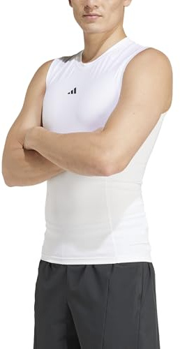 adidas Men's Techfit Compression Training Sleeveless T-Shirt, White, XL