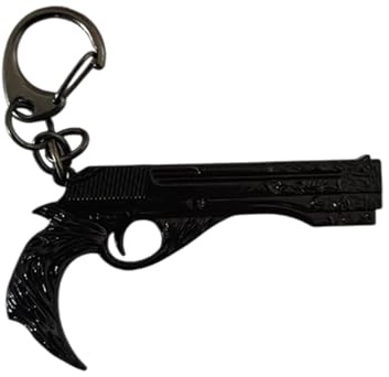 PIDAK Schlüsselanhänger Pistole des Mordes – Metall – Schwarz/Silber/Retro, Schwarz , XL