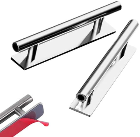 Wjelet 2 Stück Türgriffe Schrank-Selbstklebende Möbelgriffe, Ohne Bohren Griffe, Edelstahl Schrankgriffe, Schubladen Griffe für Küchenschränke Schiebetür Balkontür Fenster(148mm, Silber)