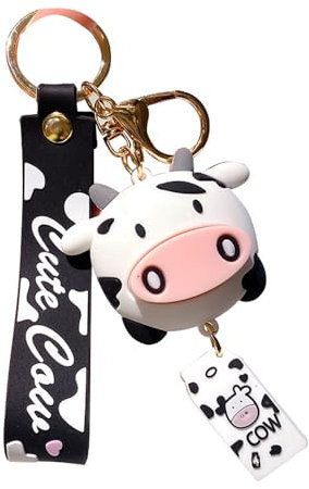 Porte-clés vache noire, décoration de sac, décoration de voiture, porte-clés couple (vache noire)