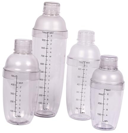 CATIEBYE 4pièces Shaker à Cocktails Plastique Pc Avec Échelle Pour Bar Et Étanche Et Outil De Pratique