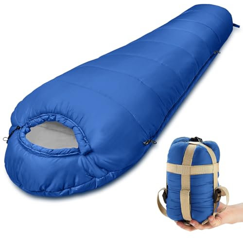 BUOAZR Schlafsack 3 Jahreszeiten & Sommer Ultraleicht [790g] | Kleines Packmaß, Camping Mumienschlafsack Erwachsene (100GSM) für Camping, Reisen Zelten, Trekkingund Outdoor und Indoor