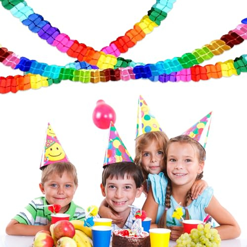 Disnace 8 Stück Vierblättriges Kleeblatt Girlande Papier, Bunt Deko Geburtstag Girlande Papier, Party Girlanden Karnevals Dekoration, Hängenden Deko Garlanden Papier (Farbig, Macaronfarbig)