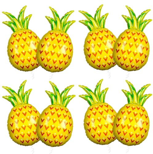 Ananas Folienballons 2 Stück Große Gelbe Ananas Luftballons Obst Ballons für Pool Strandparty Hawaii Deko, Tropical und Sommer Themen Geburtstagsparty