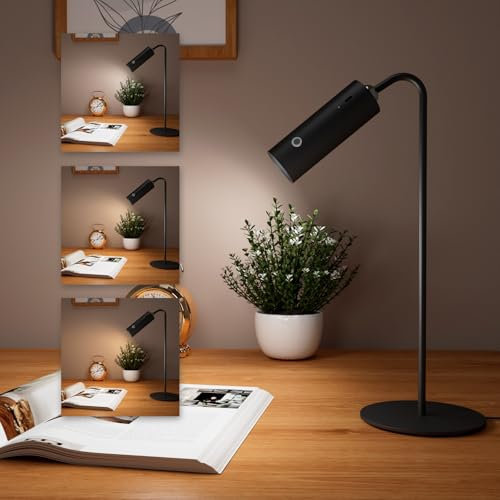 EMKE Schreibtischlampe LED Tischlampe Dimmbar Schwarz, 5-in-1 Magnetisches Licht 360° Verstellbar, Nachttischlampe Tischleuchte Leselicht Schreibtisch Lampe für Kinder