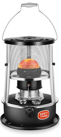 Kerosinheizer Tragbarer Petroleumofen 4,5L für Camping/Zelt/Outdoor | Stromlose Notheizung mit 360° Rundumwärme | Mobile Heizung in Schwarz (18h Laufzeit bis 20m²)