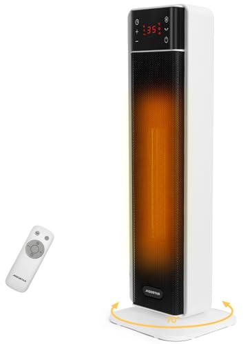 Aigostar 2000W Electric Fan Heater, Energy Efficient Space Heater, Thermostat 4 Modes, 24H Timer, Overheat/Tip Over Protection, Remote Control, 70° Oscillation Silent Ceramic Heater for Home, White