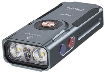 Fenix E06R Schlüsselbundleuchte, 700 Luem Aufladbar EDC Taschenlampe, Hohe Helligkeit LED Schlüsselanhänger Taschenlampe, Kleine und Kompakte Taschenlampe für Outdoor Camping Täglich, Grau