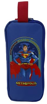 CYPBRANDS – Superman, zylindrisches Federmäppchen, Schulbedarf, Federmäppchen, Blaue Farbe, offizielles Produkt