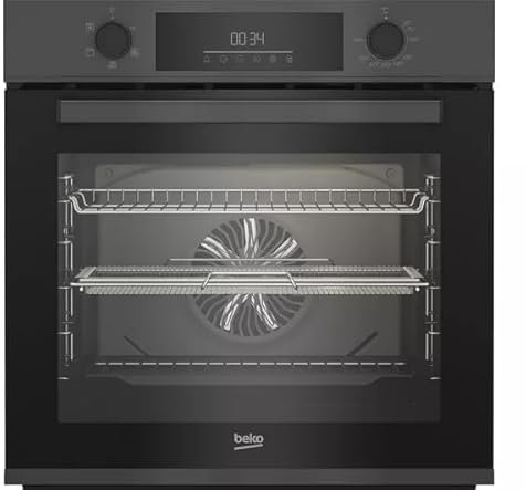 Beko Pro AeroPerfect AirFry BBIFA12300AC Built-In Electric Oven, Multifunction, 72L, Anthracite, Fan Cooking, Grill Function, AirFry Technology, Easy Clean, A Rated