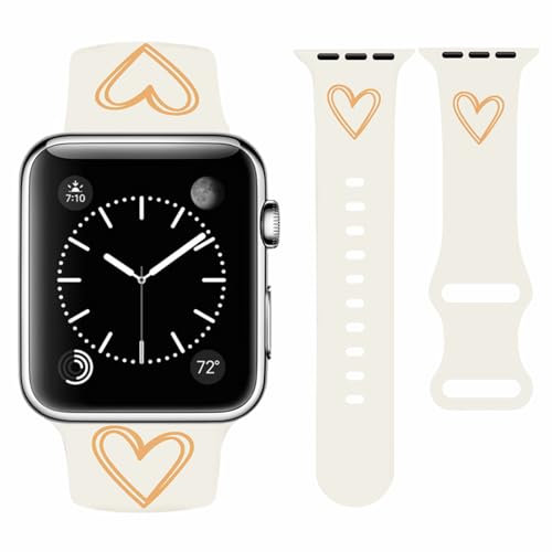 Vozehui Amarille Liebe Druck Armband Kompatibel mit Apple Watch Armband 38/40/41/42mm für Damen Herren, Ersatz Sportband aus weichem Silikon mit iWatch SE Serie 11 10 9 8 7 6 5 4 3 2 1