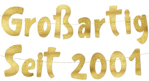 25. Geburtstag Girlande Großartig Seit 2001 Gold Glitzer – Geburtstagsdeko, Deko & Geschenke zum 25. – Party Zubehör für Sie & Ihn