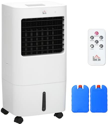 HOMCOM 3-in-1 Portable Air Cooler 15 Litre Ice Boxes 3 Modes 3 Speeds White