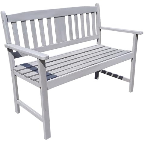 H4L Gartenbank Sitzbank Holzbank 2 Sitzer, modern in grau, langlebiges Eukalyptusholz