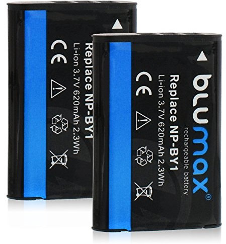 Blumax 2 x Kamera Akku für Sony NP-BY1 (620mAh) passend zu Sony HD ActionCam AZ1 | Action Cam Mini mit Wi-Fi HDR-AZ1 | HDR-AZ1VR