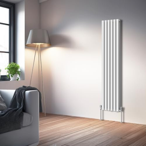 NRG White Oval Radiator Vertical 1600x354mm Double Panel Central Heating Radiators Perfect for Bathrooms Kitchen Living Room