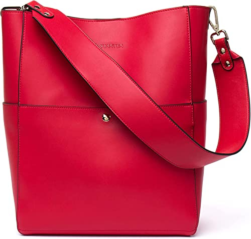 BOSTANTEN Leder Damen Handtasche Schultertasche Umhängetasche Designer Tasche Groß Rot