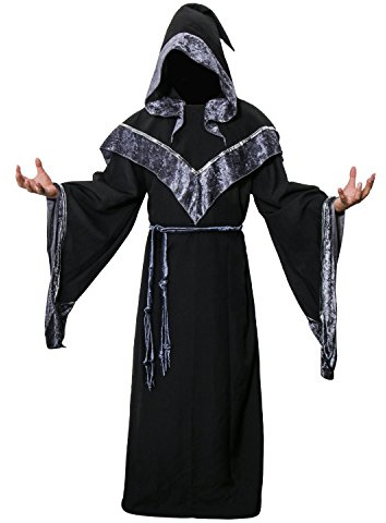 Nofonda Zauberer Kostüm, Dunkler Zauberer Robe, Hexenmeister Umhang, Cosplay Kostüm (XL)