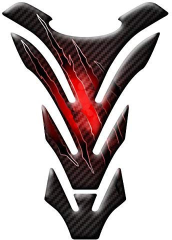 PARASERBATOIO ADESIVO RESINATO 3D CARBON SCRATCH COMPATIBILE PER MOTO HONDA KAWASAKI APRILIA DUCATI CAGIVA YAMAHA PE(N) (Red)