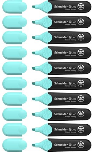 Schneider Job 150 Pastell Textmarker (aus recyceltem Kunststoff, ausgezeichnet mit Der blaue Engel) 10er Pack türkis